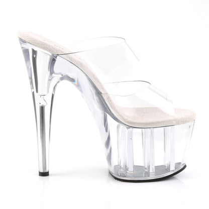 7" Heel, 2 3/4" PF Slide, Two-Band Clear Straps (Pleaser ADO702/C/B)