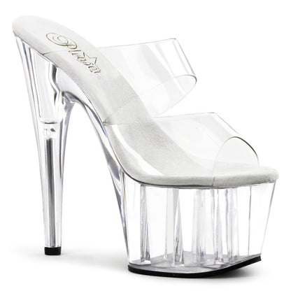 7" Heel, 2 3/4" PF Slide, Two-Band Clear Straps (Pleaser ADO702/C/B)