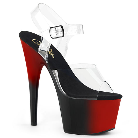 7" Heel, 2 3/4" PF Two Tone Ankle Strap Sandal (Pleaser ADO708BR/C/R-B)