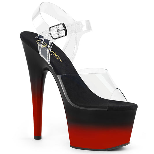 *7" Heel, 2 3/4" PF Two Tone Ankle Strap Sandal (Pleaser ADO708BR-H/C/B-R)