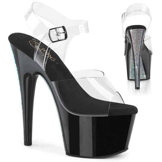 7" Heel, 2 3/4" PF Ankle Strap Sandal (Pleaser ADO708CRS-2/C/B-SRS)