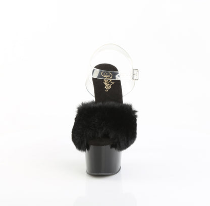 7" Heel, 2 3/4" PF Ankle Strap Sandal w/ Fur Upper (Pleaser ADO708FUR/B/M)