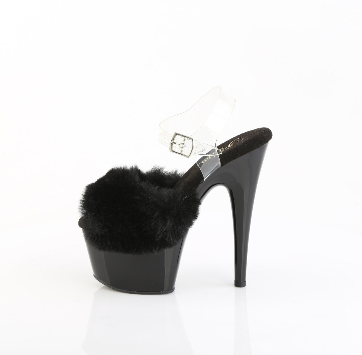 7" Heel, 2 3/4" PF Ankle Strap Sandal w/ Fur Upper (Pleaser ADO708FUR/B/M)