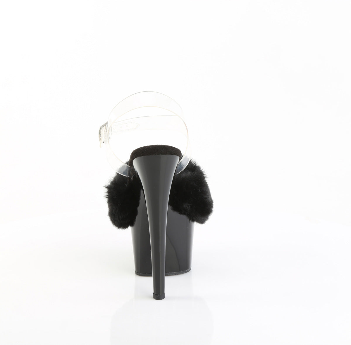 7" Heel, 2 3/4" PF Ankle Strap Sandal w/ Fur Upper (Pleaser ADO708FUR/B/M)