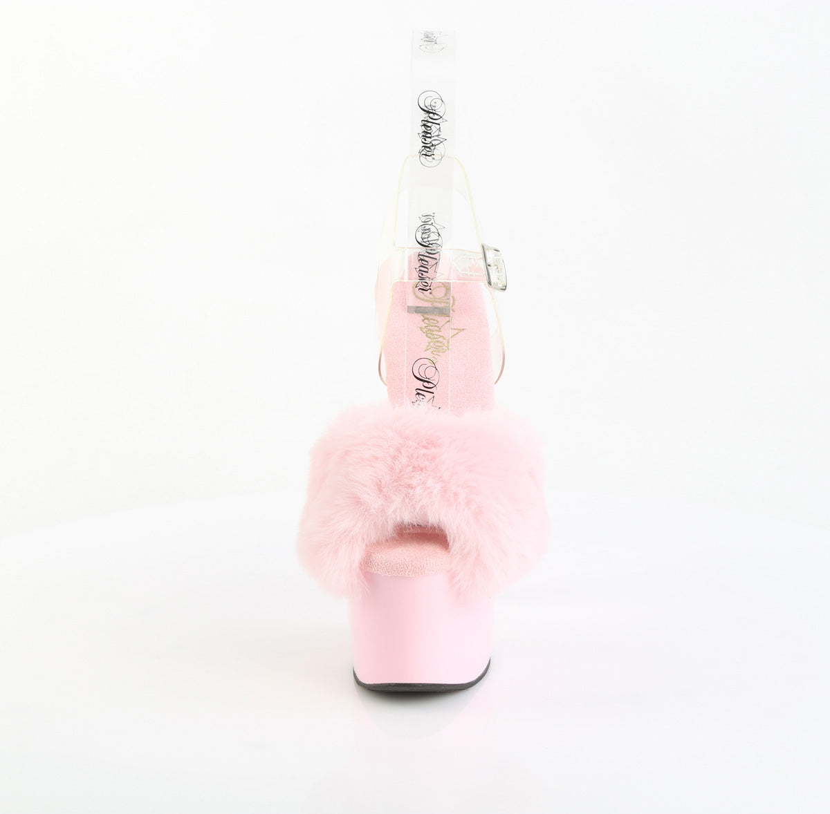 7" Heel, 2 3/4" PF Ankle Strap Sandal w/ Fur Upper (Pleaser ADO708FUR/B/M)