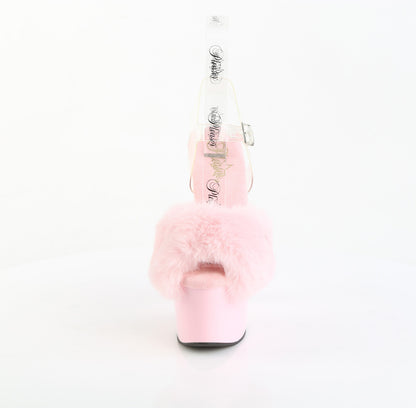 7" Heel, 2 3/4" PF Ankle Strap Sandal w/ Fur Upper (Pleaser ADO708FUR/B/M)