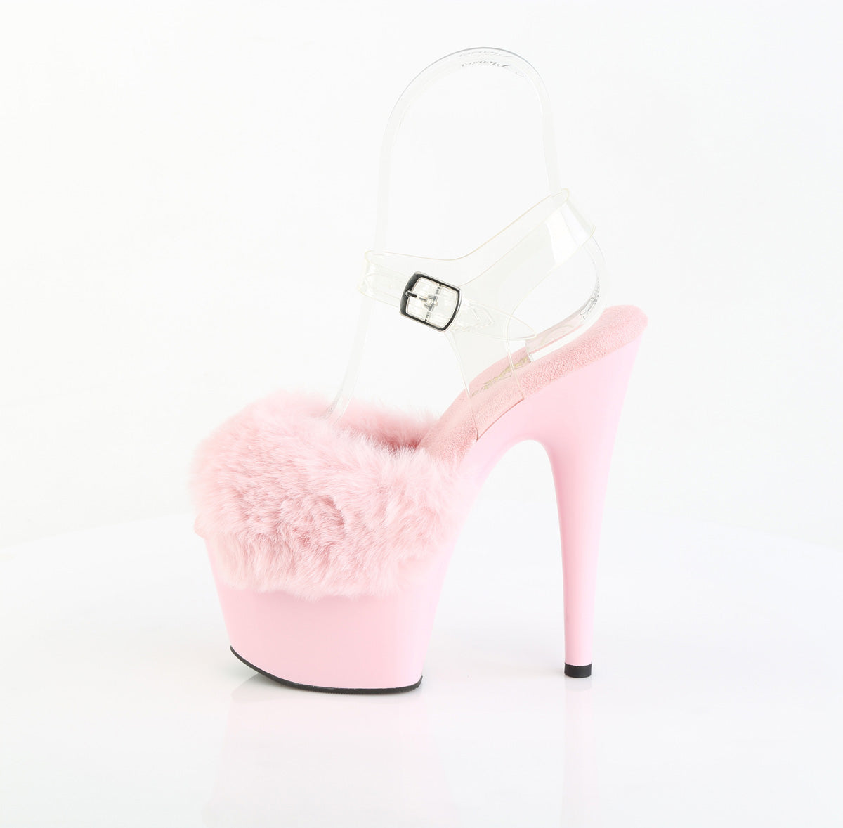 7" Heel, 2 3/4" PF Ankle Strap Sandal w/ Fur Upper (Pleaser ADO708FUR/B/M)