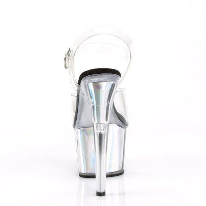 7" Heel, 2 3/4" PF Ankle Strap Sandal w/ Hologram Inserts (Pleaser ADO708HGI/C/S)