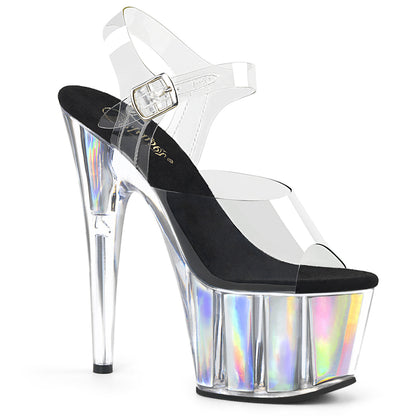 7" Heel, 2 3/4" PF Ankle Strap Sandal w/ Hologram Inserts (Pleaser ADO708HGI/C/S)