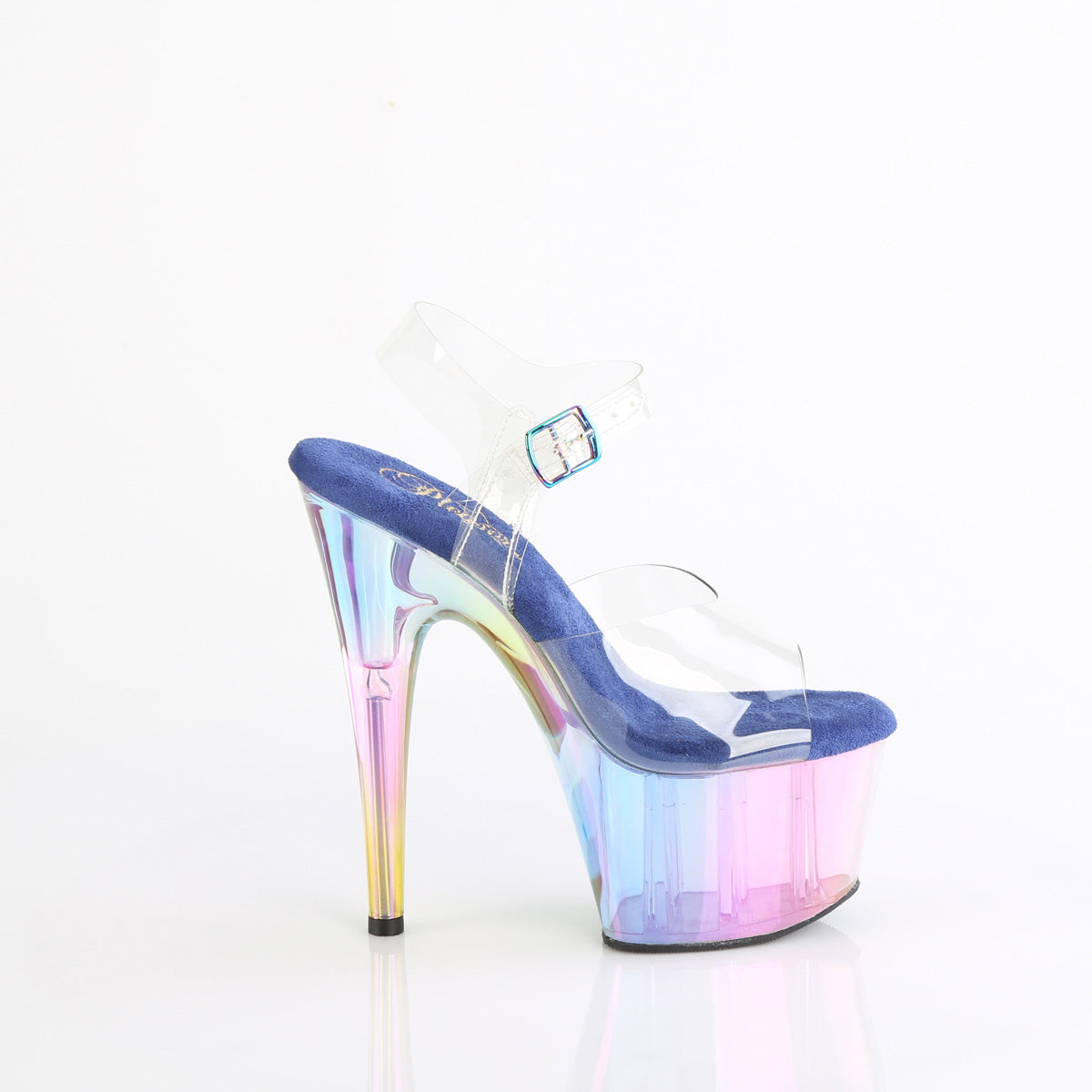 7" Heel, 2 3/4" Tinted PF Ankle Strap Sandal (Pleaser ADO708HT/C/BLMCT)