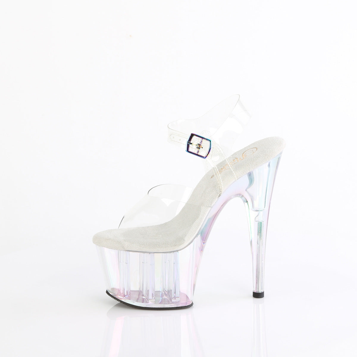 7" Heel, 2 3/4" Tinted PF Ankle Strap Sandal (Pleaser ADO708HT/C/BLMCT)