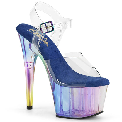 7" Heel, 2 3/4" Tinted PF Ankle Strap Sandal (Pleaser ADO708HT/C/BLMCT)