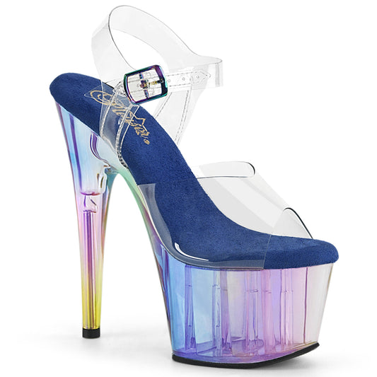 7" Heel, 2 3/4" Tinted PF Ankle Strap Sandal (Pleaser ADO708HT/C/BLMCT)