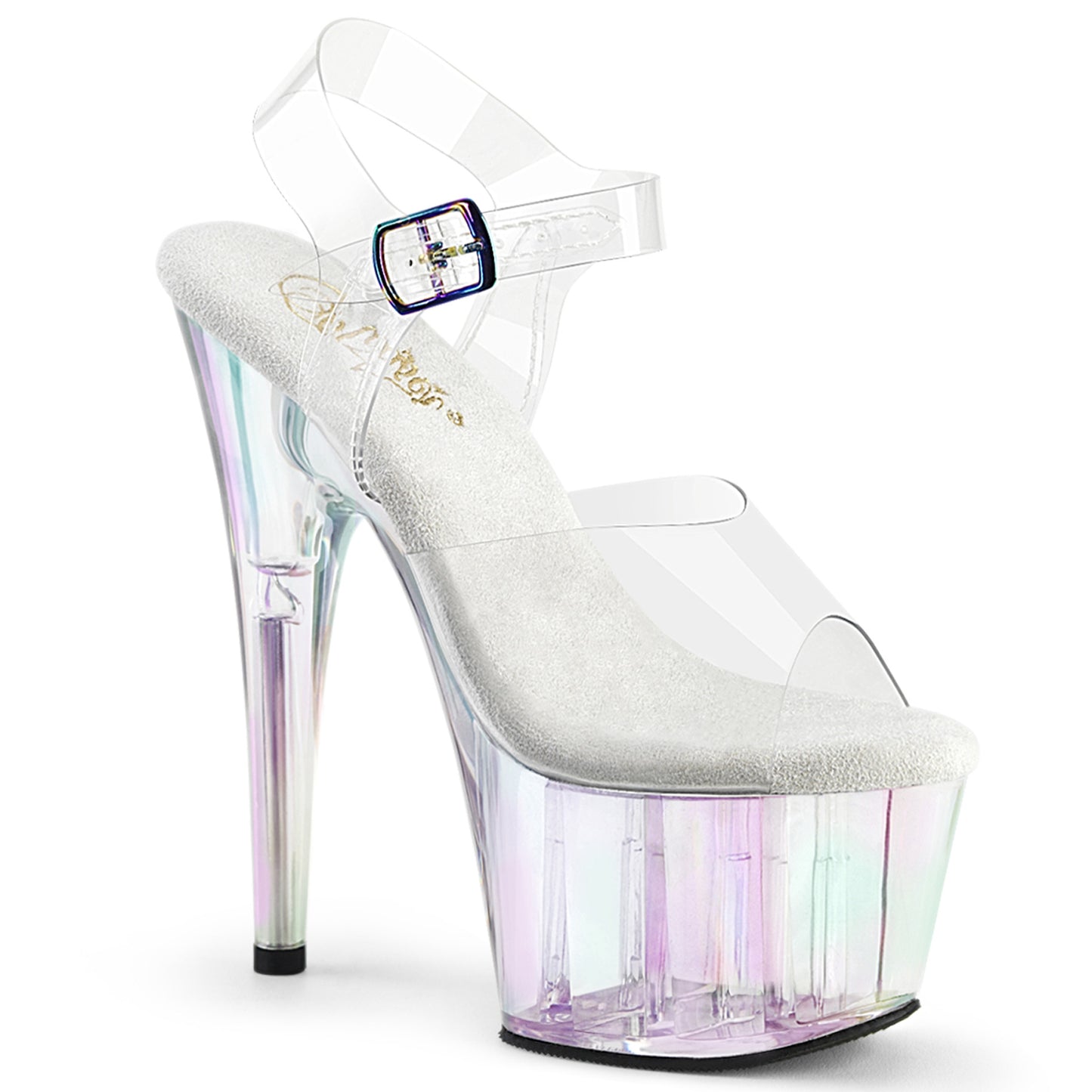 7" Heel, 2 3/4" Tinted PF Ankle Strap Sandal (Pleaser ADO708HT/C/BLMCT)