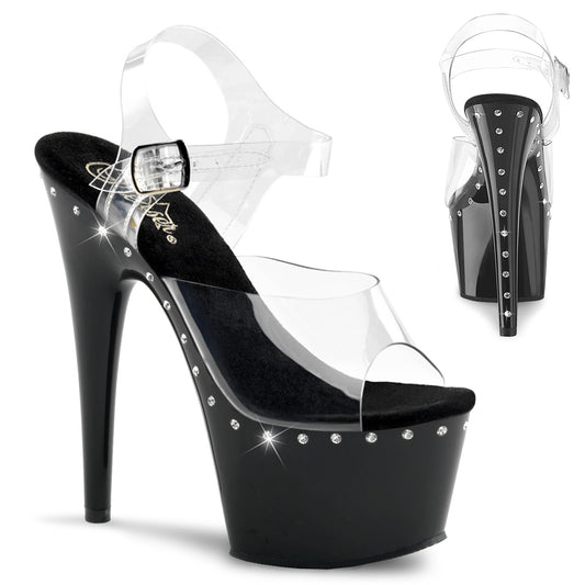 7" Heel, 2 3/4" PF Ankle Strap Sandal w/ RS Line (Pleaser ADO708LS/C/B)