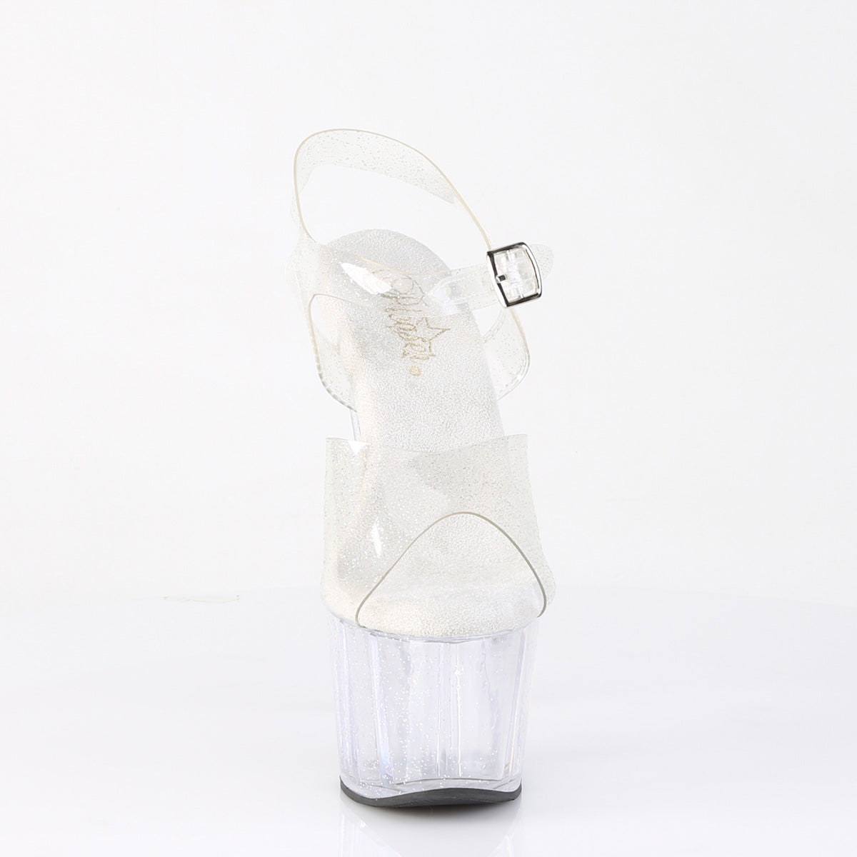 7" Heel, 2 3/4" PF Ankle Strap Sandal w/Mini Glitter (Pleaser ADO708MMG/C/M)