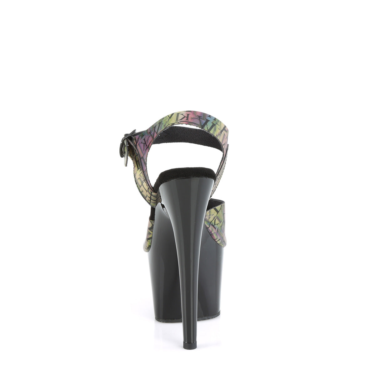 *7" Heel, 2 3/4" PF Ankle Strap Sandal (Pleaser ADO708N-LTP/GRN-PP/B)