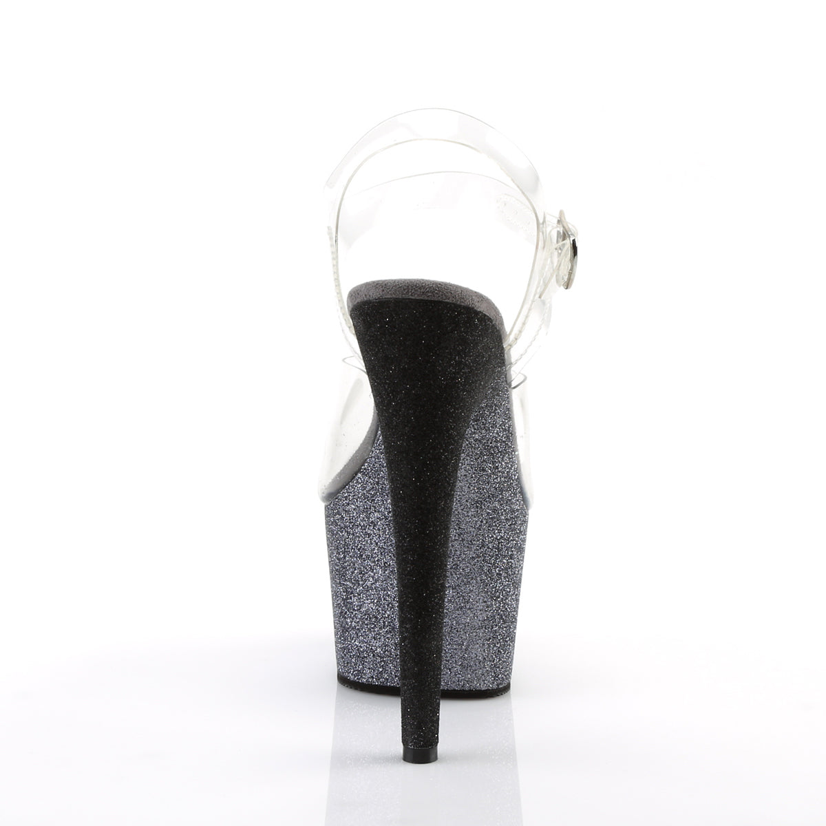 *7" Heel, 2 3/4" Ombre Glittered PF Ankle Strap Sandal (Pleaser ADO708OMBRE/C/AQ-BL)