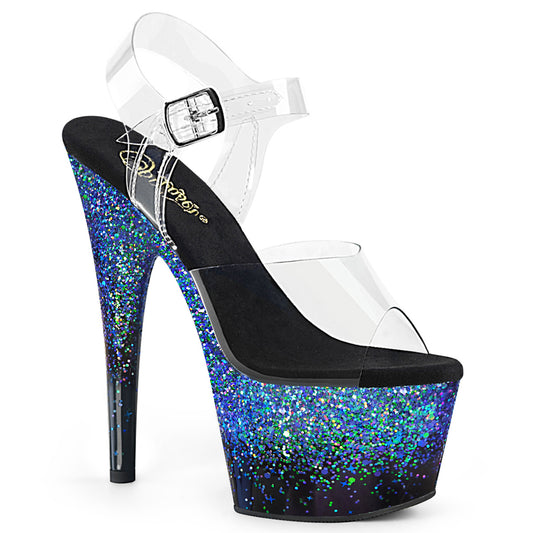 *7" Heel, 2 3/4" PF Ankle Strap Sandal (Pleaser ADO708SS/C/B-BLUG)