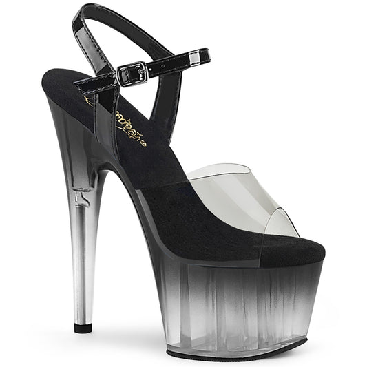 7" Heel, 2 3/4" PF Ombre Ankle Strap Sandal (Pleaser ADO708T-2/SK-BPT/B-C)