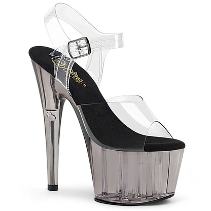 7" Heel, 2 3/4" Tinted PF Ankle Strap Sandal (Pleaser ADO708T/C/SMK)
