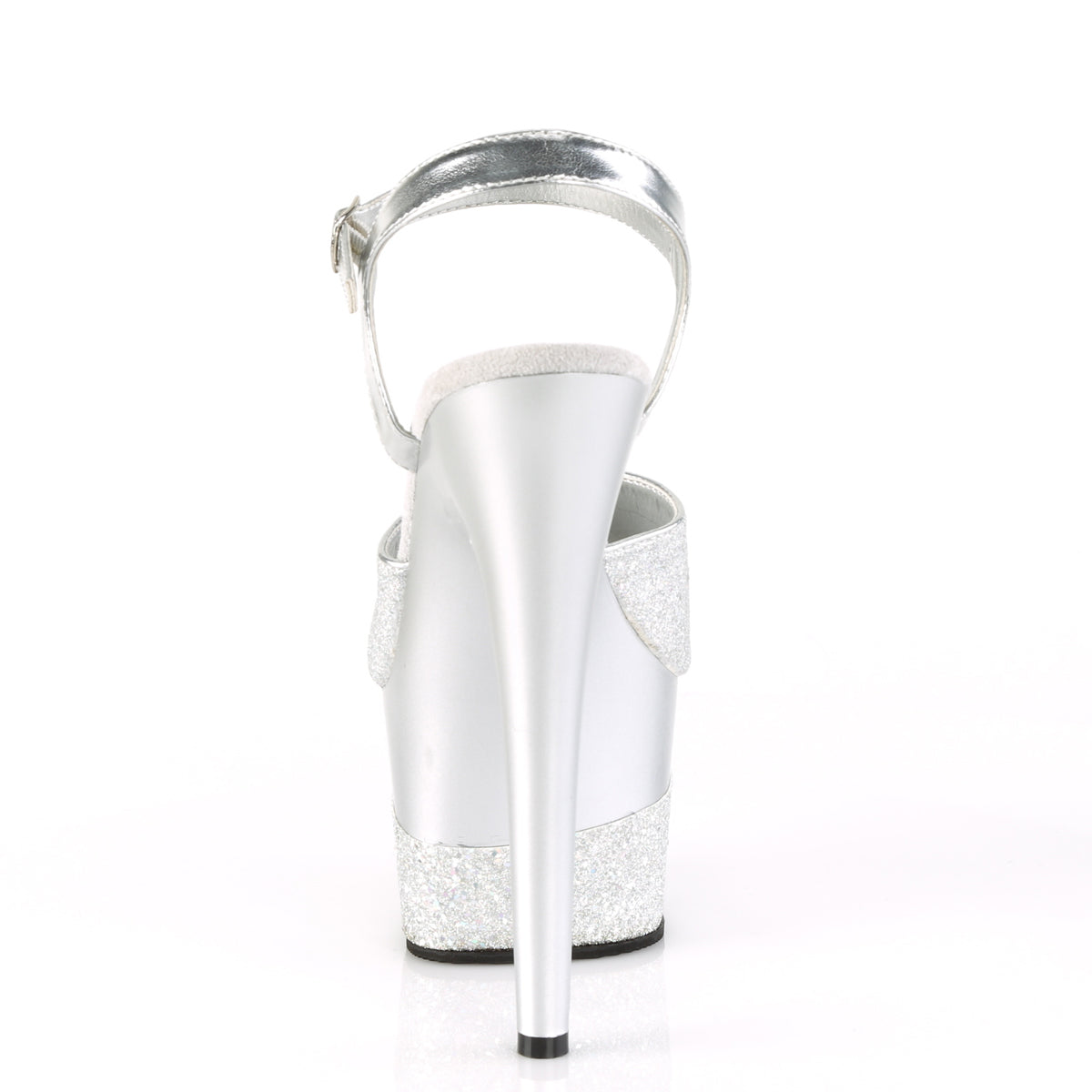 *7" Heel, 2 3/4" PF Ankle Strap Sandal w/Glitter Wrapped PF (Pleaser ADO709-2G/BG/M)