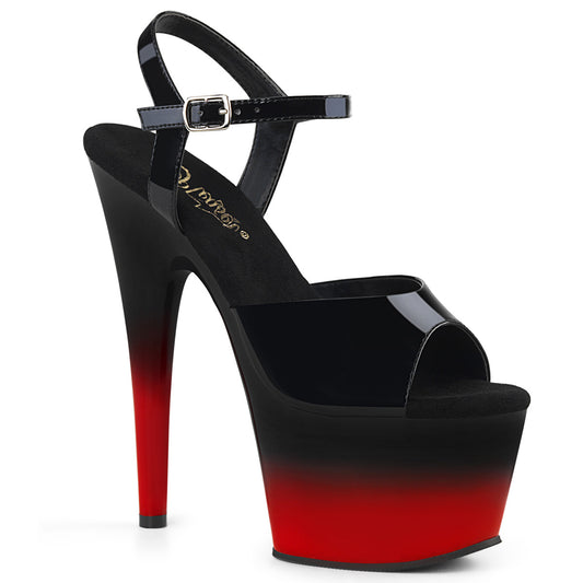 7" Heel, 2 3/4" PF Two Tone Ankle Strap Sandal (Pleaser ADO709BR-H/B/B-R)