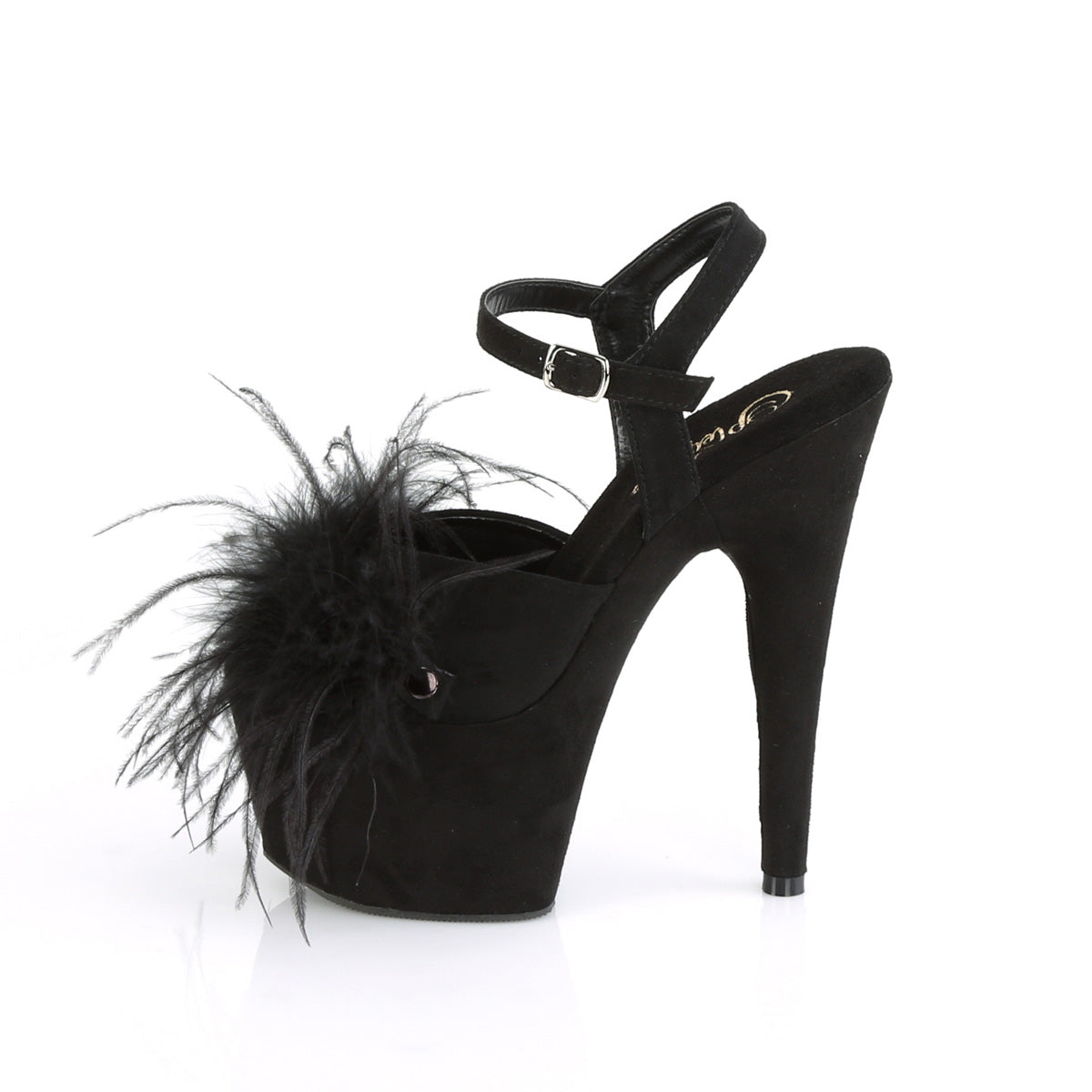 *7" Heel, 2 3/4" PF Ankle Strap Sandal w/Feather (Pleaser ADO709F/BFS-FE/M)