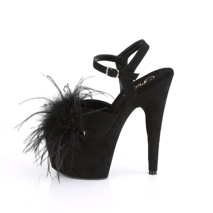 *7" Heel, 2 3/4" PF Ankle Strap Sandal w/Feather (Pleaser ADO709F/BFS-FE/M)