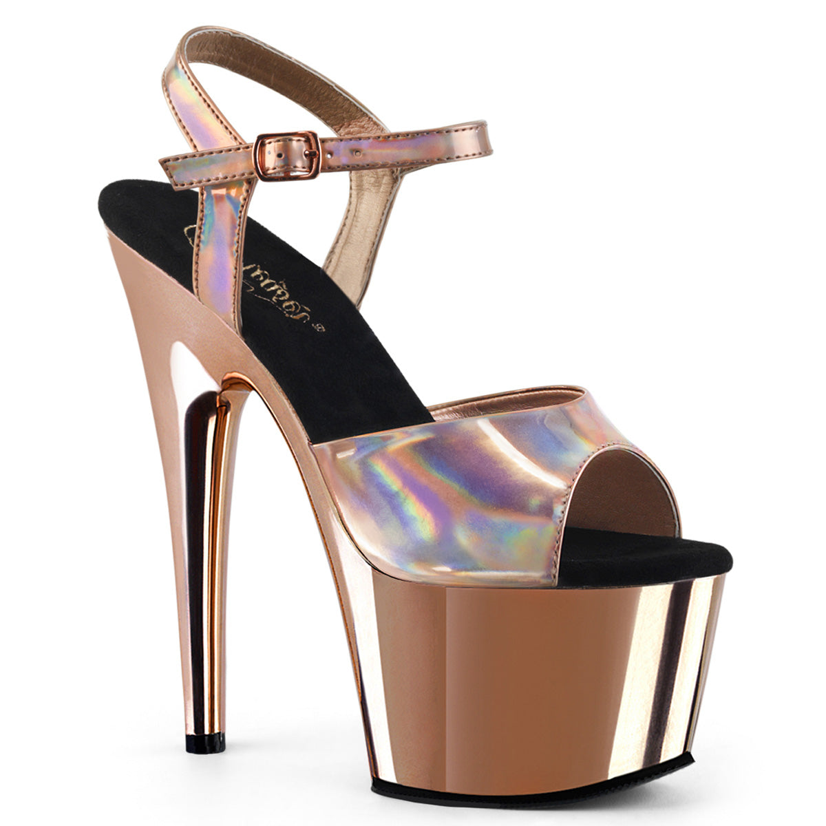 7" Heel, 2 3/4" PF Ankle Strap Sandal (Pleaser ADO709HGCH/BPHG/BPCH)