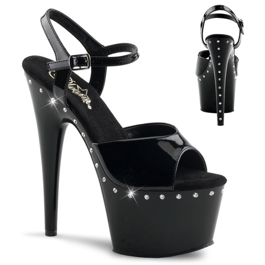 7" Heel, 2 3/4" PF Ankle Strap RS Sandal (Pleaser ADO709LS/B/M)
