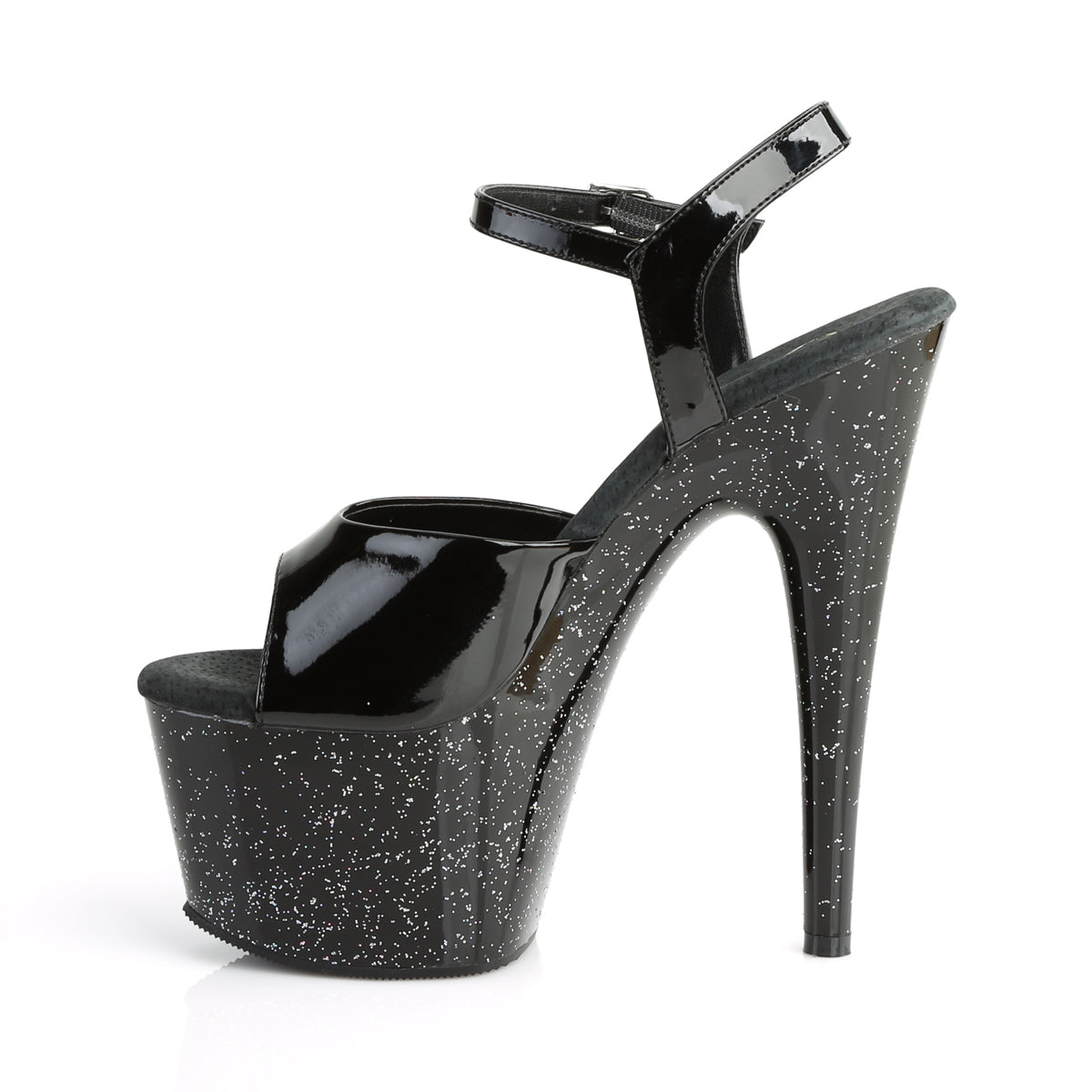 *7" Heel, 2 3/4" PF Ankle Strap Sandal w/Mini Glitter (Pleaser ADO709MG/B/M)