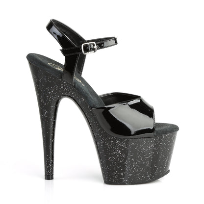 *7" Heel, 2 3/4" PF Ankle Strap Sandal w/Mini Glitter (Pleaser ADO709MG/B/M)