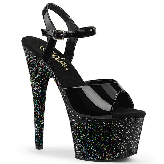 *7" Heel, 2 3/4" PF Ankle Strap Sandal w/Mini Glitter (Pleaser ADO709MG/B/M)