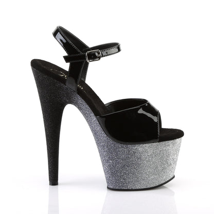 7" Heel, 2 3/4" Ombre Glittered PF Ankle Strap Sandal (Pleaser ADO709OMBRE/B/S-B)