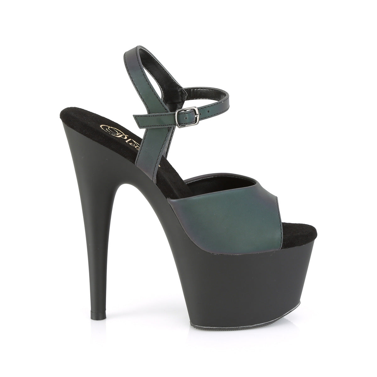 *7" Heel, 2 3/4" PF Ankle Strap Sandal (Pleaser ADO709REFL/GNMCRFG/B)