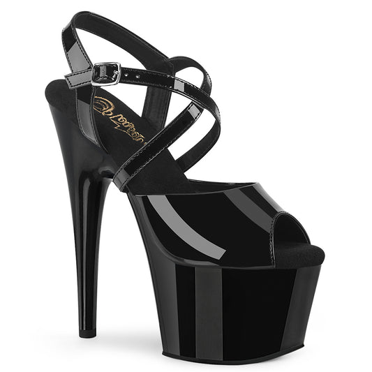 7" Heel, 2 3/4" PF Peep Toe Criss Cross Strap Sandal (Pleaser ADO724/B/M)