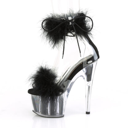7" Heel, 2 3/4" PF Marabou Fur Ankle Cuff Sandal, Back Zip (Pleaser ADO724F/C-B/BFUR)