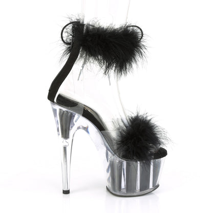7" Heel, 2 3/4" PF Marabou Fur Ankle Cuff Sandal, Back Zip (Pleaser ADO724F/C-B/BFUR)
