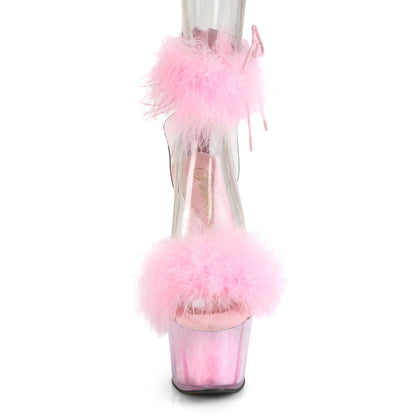 7" Heel, 2 3/4" PF Marabou Fur Ankle Cuff Sandal, Back Zip (Pleaser ADO724F/C-B/BFUR)