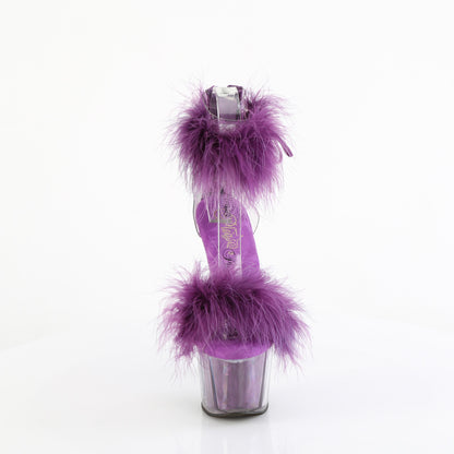 7" Heel, 2 3/4" PF Marabou Fur Ankle Cuff Sandal, Back Zip (Pleaser ADO724F/C-B/BFUR)