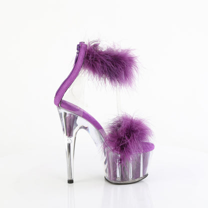 7" Heel, 2 3/4" PF Marabou Fur Ankle Cuff Sandal, Back Zip (Pleaser ADO724F/C-B/BFUR)