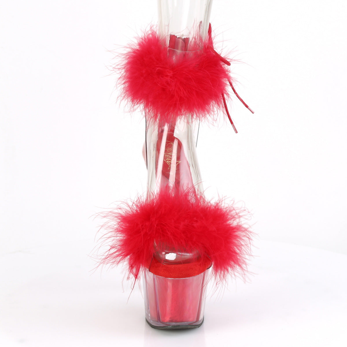 7" Heel, 2 3/4" PF Marabou Fur Ankle Cuff Sandal, Back Zip (Pleaser ADO724F/C-B/BFUR)