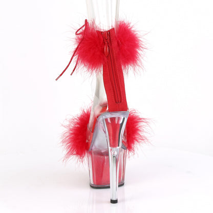 7" Heel, 2 3/4" PF Marabou Fur Ankle Cuff Sandal, Back Zip (Pleaser ADO724F/C-B/BFUR)
