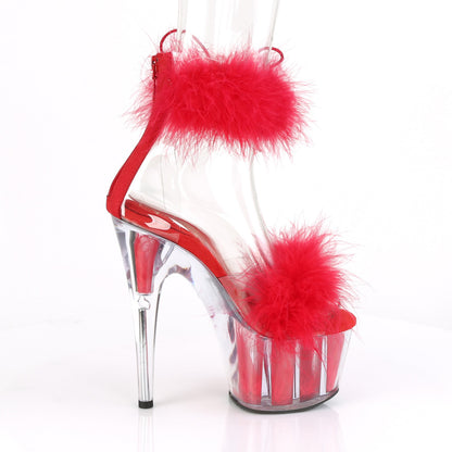7" Heel, 2 3/4" PF Marabou Fur Ankle Cuff Sandal, Back Zip (Pleaser ADO724F/C-B/BFUR)