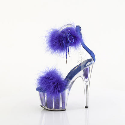 7" Heel, 2 3/4" PF Marabou Fur Ankle Cuff Sandal, Back Zip (Pleaser ADO724F/C-B/BFUR)