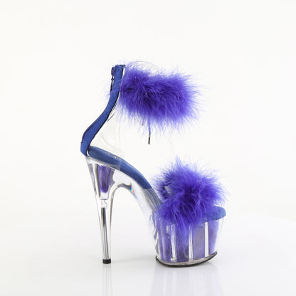 7" Heel, 2 3/4" PF Marabou Fur Ankle Cuff Sandal, Back Zip (Pleaser ADO724F/C-B/BFUR)