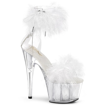 7" Heel, 2 3/4" PF Marabou Fur Ankle Cuff Sandal, Back Zip (Pleaser ADO724F/C-B/BFUR)