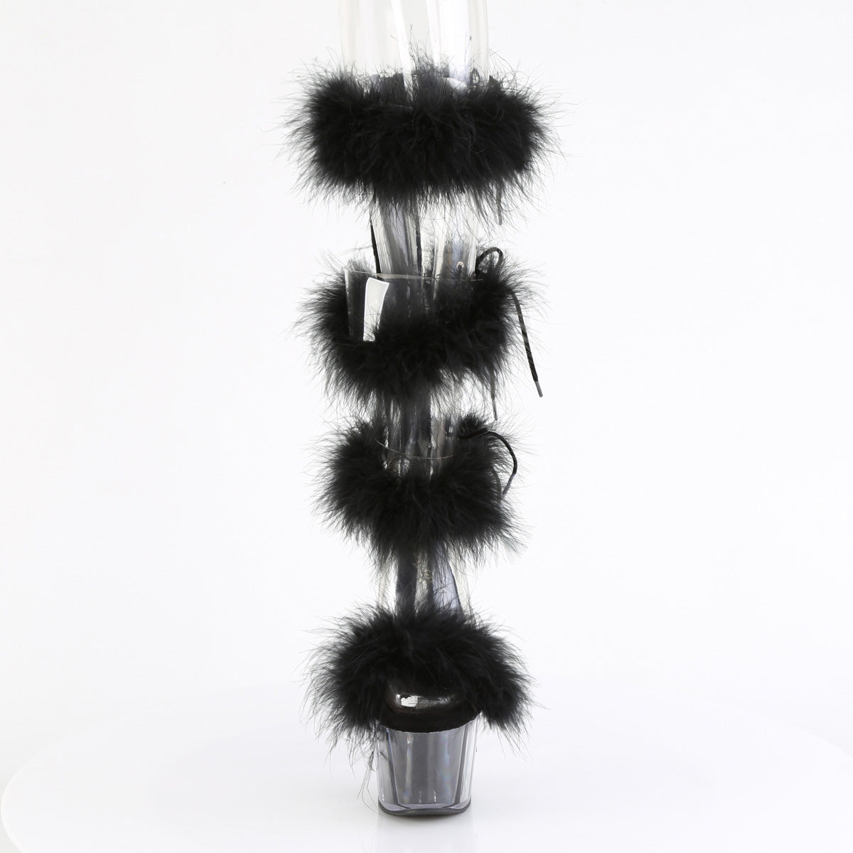 *7" Heel, 2 3/4" PF Marabou Fur Sandal, Back Zip (Pleaser ADO728F/C-BFUR/M)