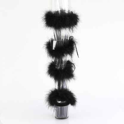 *7" Heel, 2 3/4" PF Marabou Fur Sandal, Back Zip (Pleaser ADO728F/C-BFUR/M)